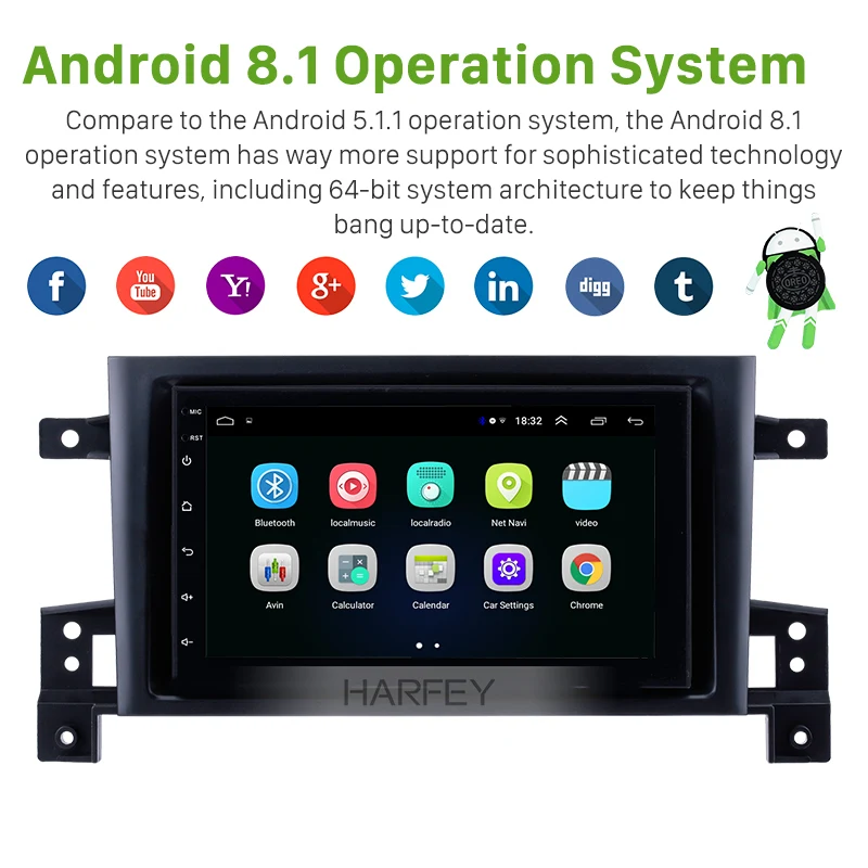 Сенсорный экран Harfey 7 дюймов Android GPS Navi для SUZUKI GRAND VITARA 2005 2015 поддержка Bluetooth радио