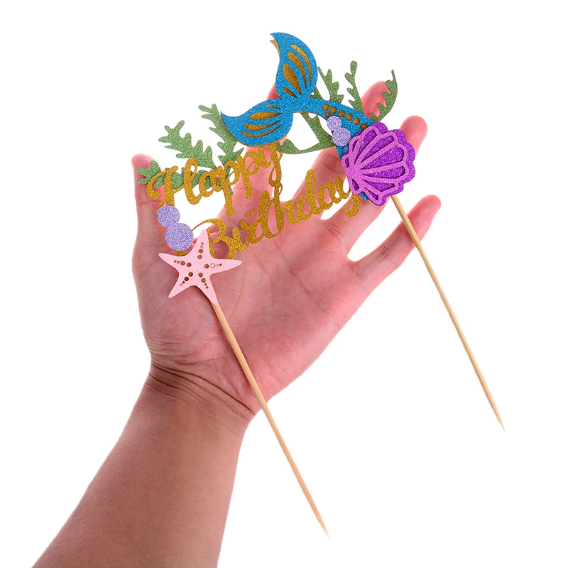 Морская звезда &quotРусалка&quot Happy топперы для торта на день рождения кекс Baby Shower