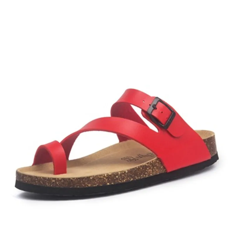 Fashion Cartoon Print Cork Slipper New Summer Men Women Patchwork Beach Slides Unisex Peep Toe Buckle Flip Flops Big Size 35-45 | Обувь