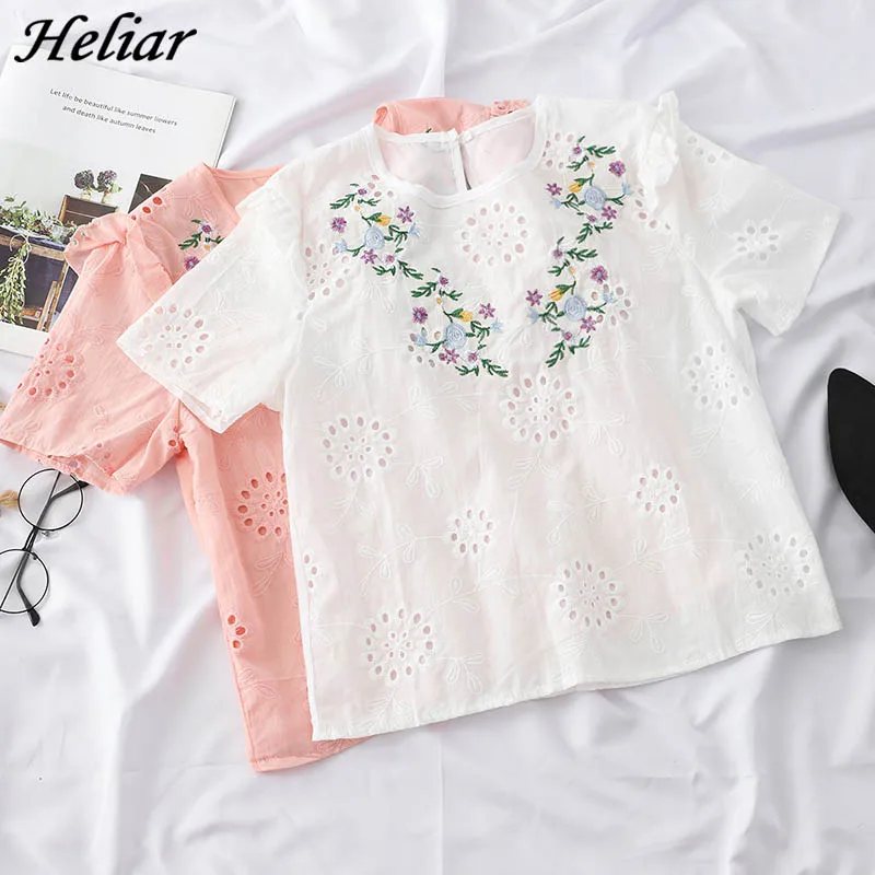 Блузка женская с вышивкой баской летняя | Женская одежда