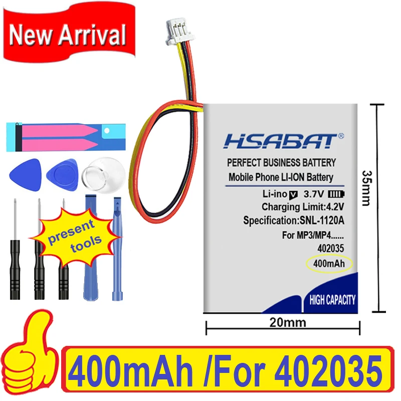 Литий полимерный литий ионный аккумулятор для MP3 MP4 MP5 Bluetooth гарнитура Lipo cell 400 мАч 402035 042035|Перезаряжаемые