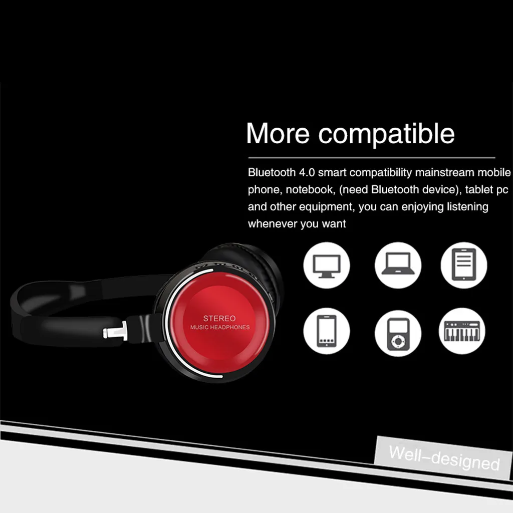 Портативные беспроводные наушники Bluetooth стерео Складная гарнитура аудио Mp3