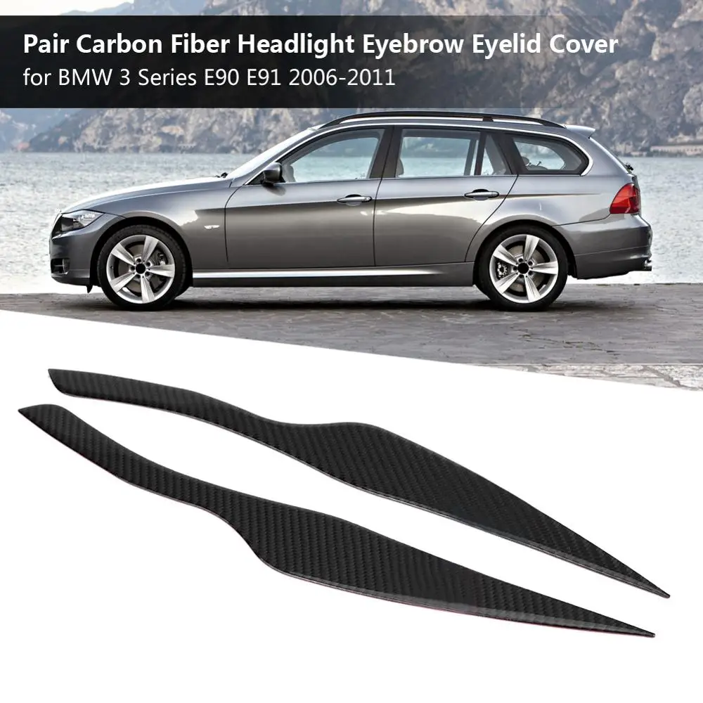 1 пара накладки на передние фары из углеродного волокна для BMW 3 серии E90 E91 2006 2007 2008