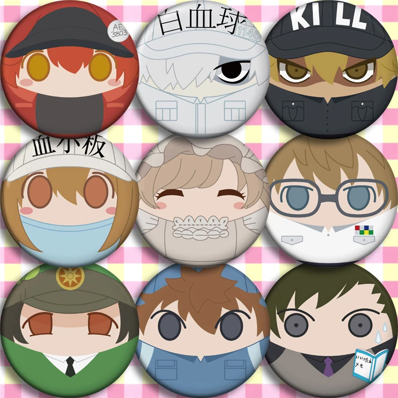 58 мм классные японские Мультяшные клетки на работе Cos значок коллекция рюкзаки