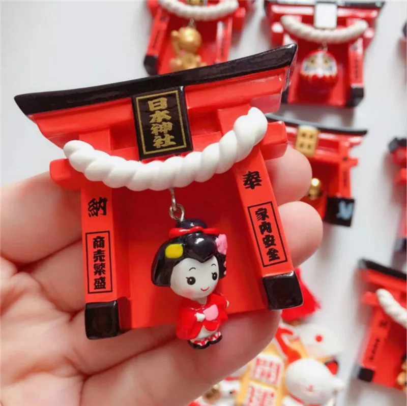 Inari Taisha Shrine Souvenir Cartoon Magnetic Sticker - Japan Fox Bell Osaka Fuji Travel Memorial Fridge Magnet Decoration image 3