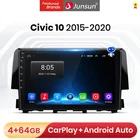 Автомагнитола Junsun V1 Pro 4G CarPlay, мультимедийный плеер на Android 10, 4 Гб ОЗУ, 64 Гб ПЗУ, с GPS Навигатором, без dvd, для Honda Civic 10, 2015-2020, типоразмер 2 din