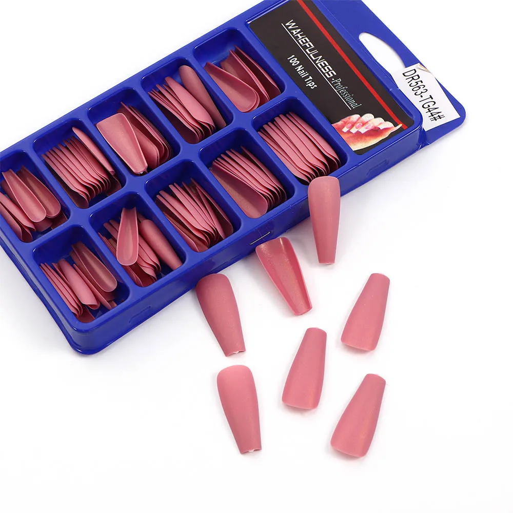 

100Pcs/box Ballerina Matte False Nails Long Coffin Fake Nails Full Cover DIY Manicure Tools