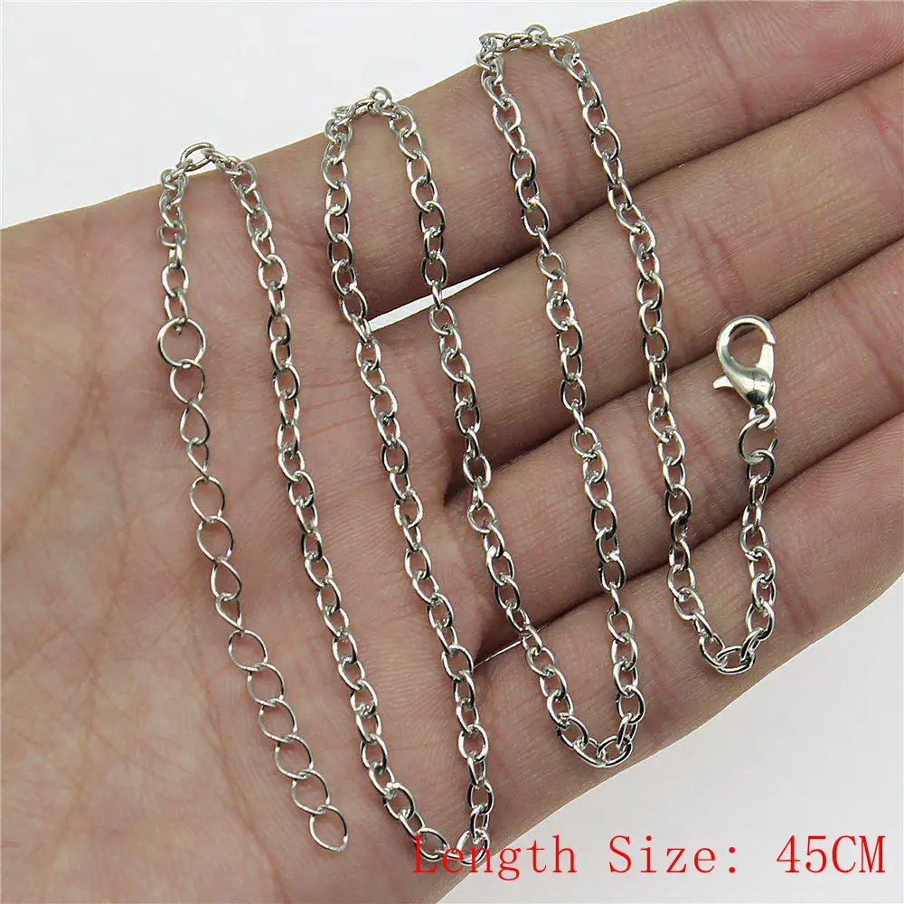 Цепочка-ожерелье с застежкой-карабином круглый стеклянный кабошон 40 мм