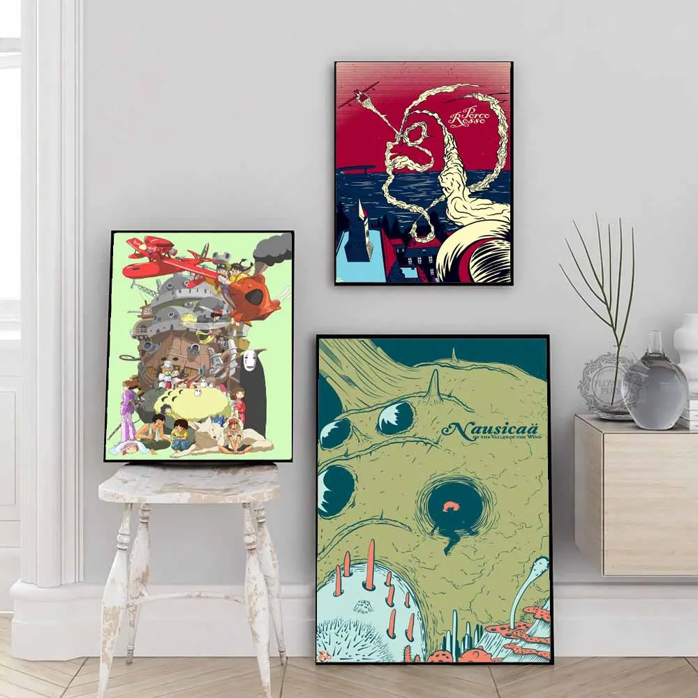 Фигурки аниме домик Миядзаки ВИНТАЖНЫЙ ПЛАКАТ принты картина маслом на холсте