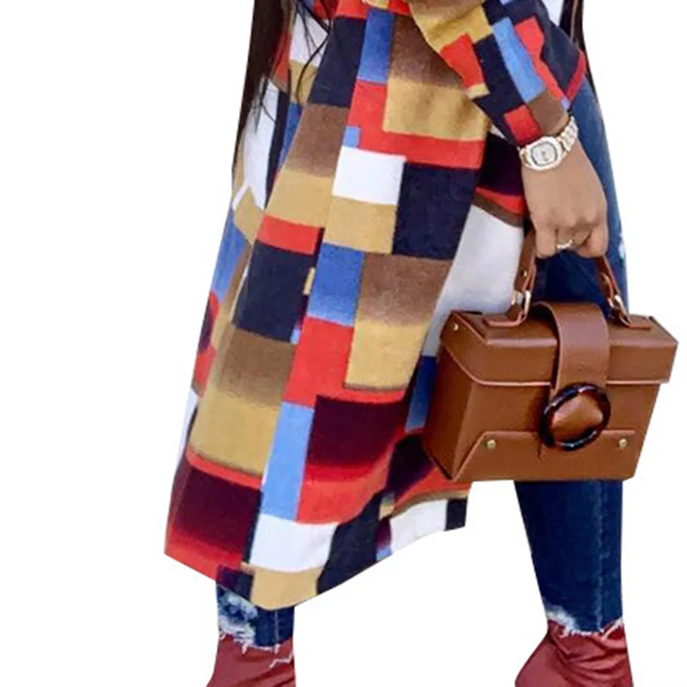 

Color Plaid Wool Coat Women Fall Winter Long Woolen Coats Plus Size Overcoat 2019 Fashion African Ladies Oversized Outerwear 3XL