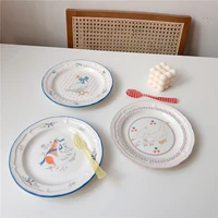 cute korean cartoon goose dessert dishes ceramic snacks plates breakfast cakes dinnerwares ceramic dish fruit plate