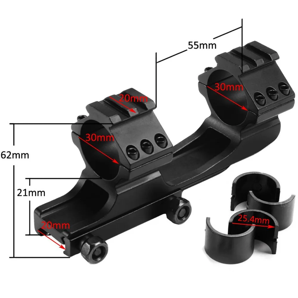25.4mm/30mm Scope Mount Dual Ring Cantilever Heavy Duty Picatinny with 20mm Weaver Rail Hunting Caza Black | Спорт и развлечения