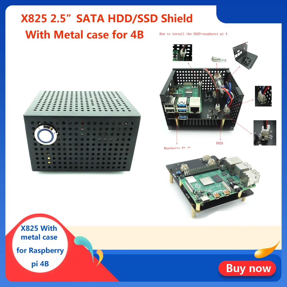 Плата расширения Raspberry Pi 4 Model B 2 5 дюйма SATA HDD/SSD X825 USB3.1 модуль мобильного жесткого