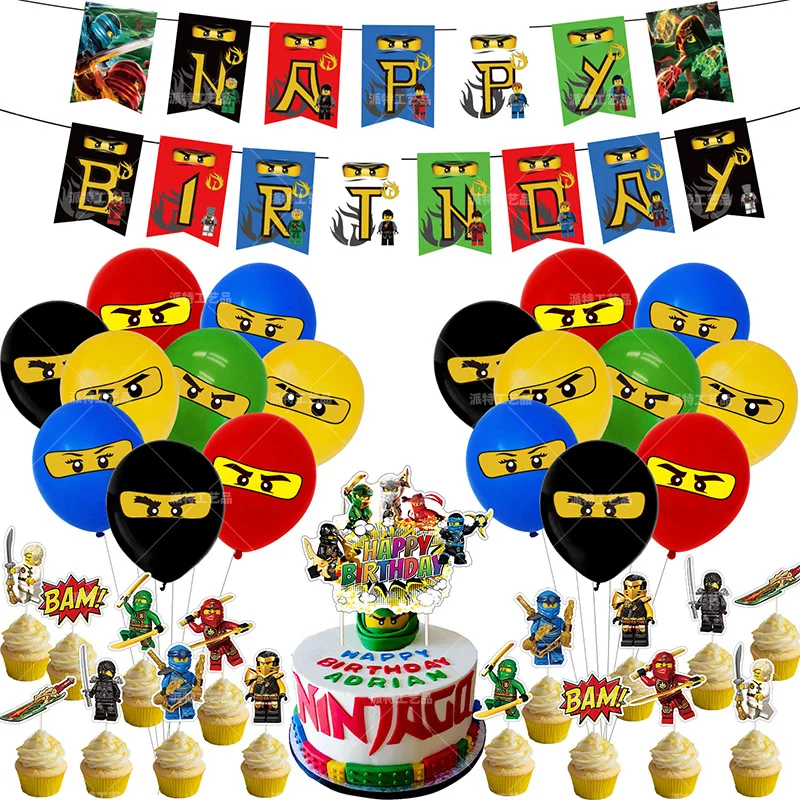 Новинка украшение для вечерние ниндзя латексные шары Legoing Ninjago Balons баннер на день