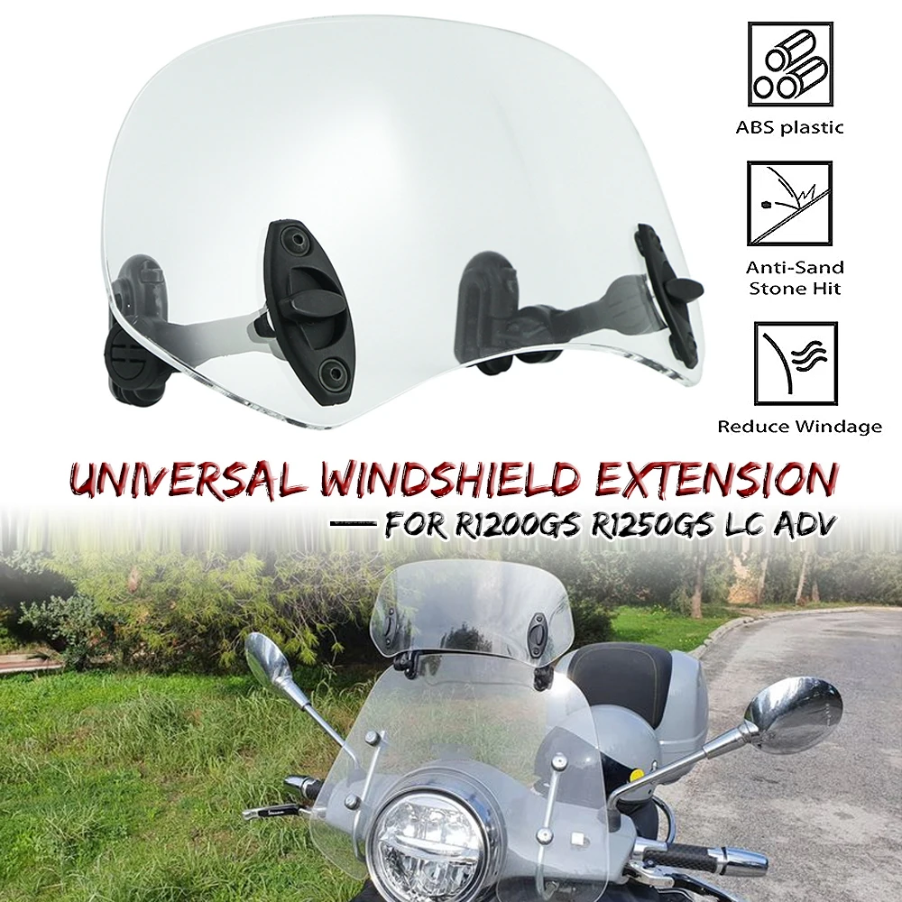 

For BMW R1250GS F650GS F900XR Universal Windshield Clamp-On Variable Windscreen Spoiler Extension For Kawasaki Versys 650 1000