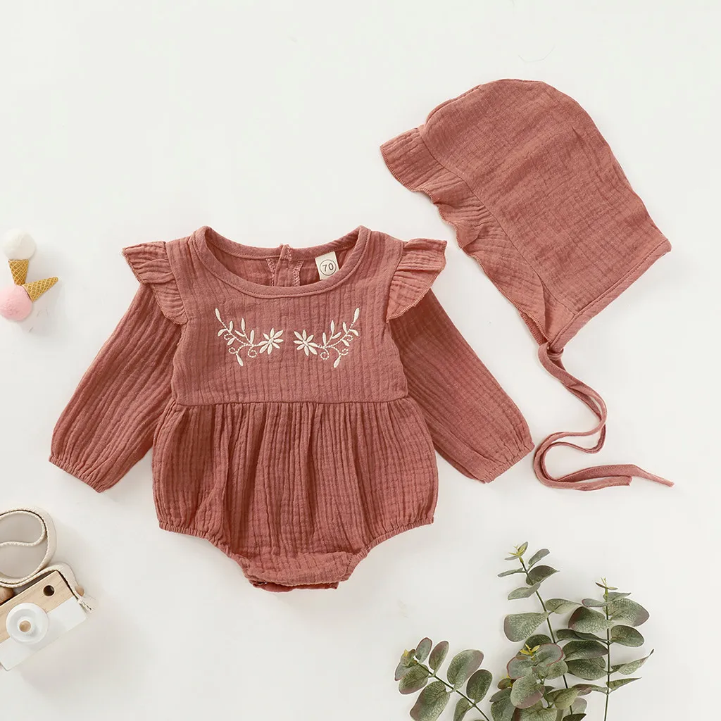 Комбинезон с оборками для маленьких девочек хлопковый льняной комбинезон