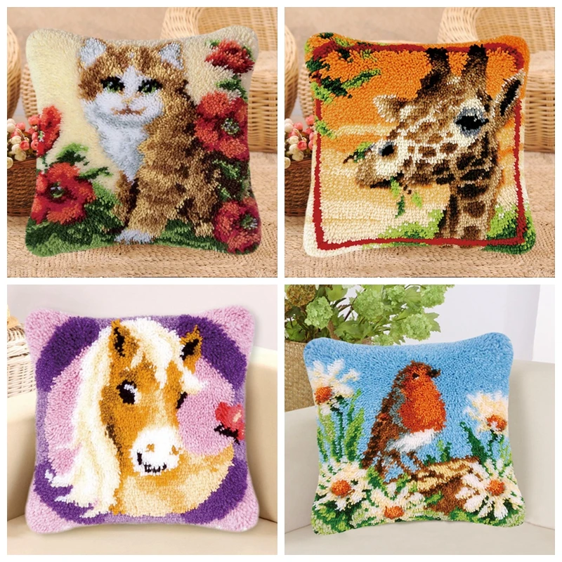 

Borduurpakket Kussen Embroidery Package Pillow Klink Haak Kleed Bloemen Latch Hook Kits Smyrna Knooppakket DIY Do It Yourself AA