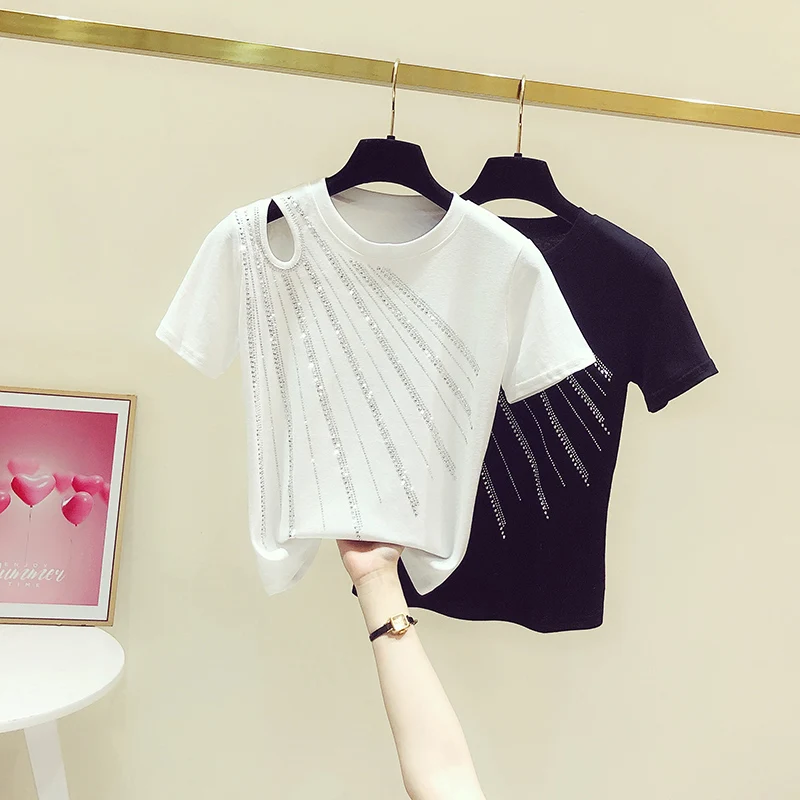 

Print Casual Cotton O Neck Short Sleeve t Shirt women harajuku Tee Tops Black