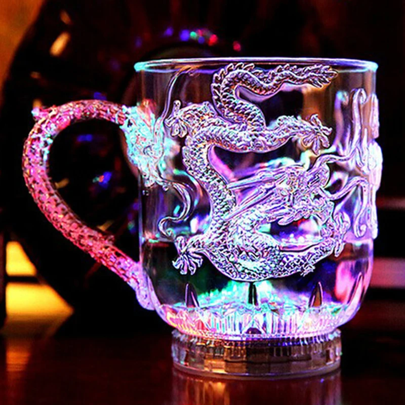 

LED Flash Magic Color Changing Dragon Cup Water Activated Light-Up Beer Coffee Milk Tea Wine Whisky Bar Mug travel Creative Gift