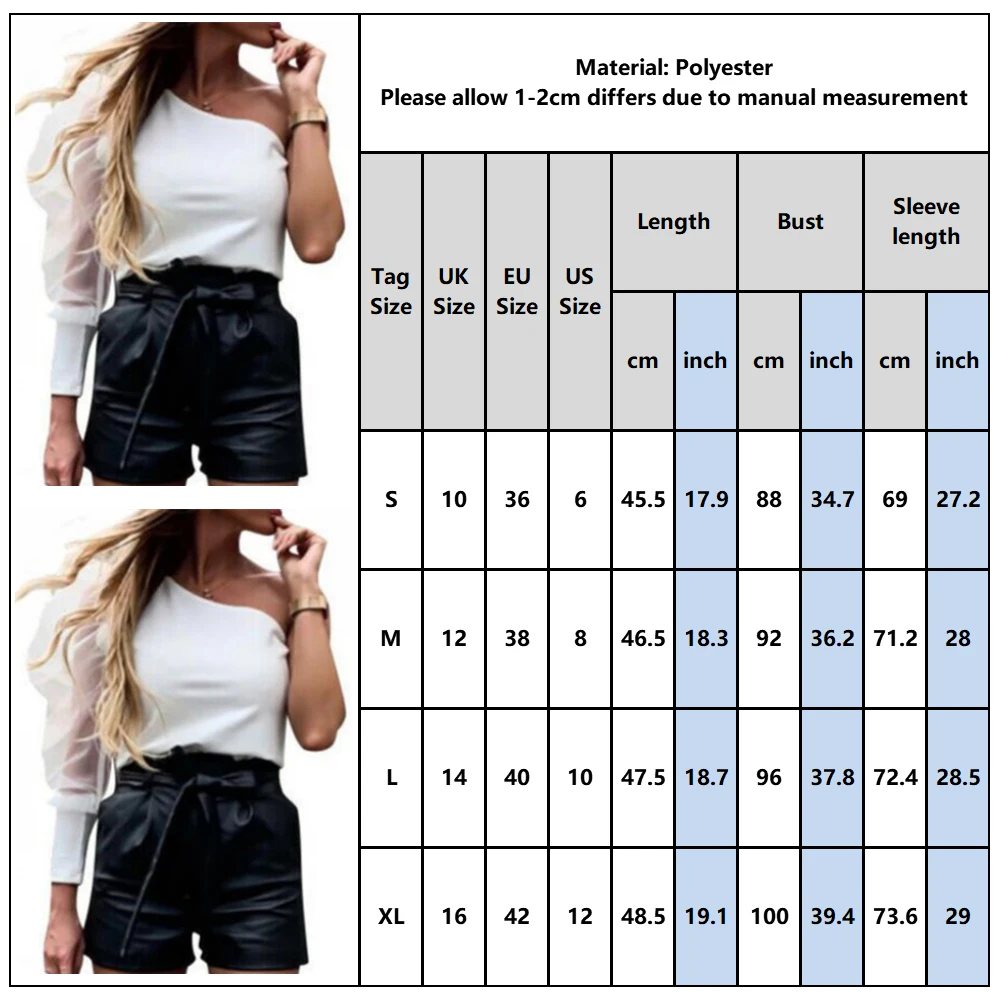 Женская сетчатая блузка прозрачный топ с пышными рукавами на одно плечо женская