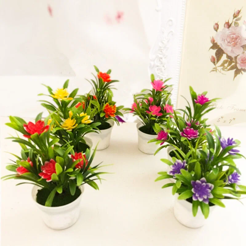 

Realistic Artificial Flowers Plants Green Bonsai Pot Fake Lotus Potted Ornaments For Home Decoration Craft Plant Decor Gift