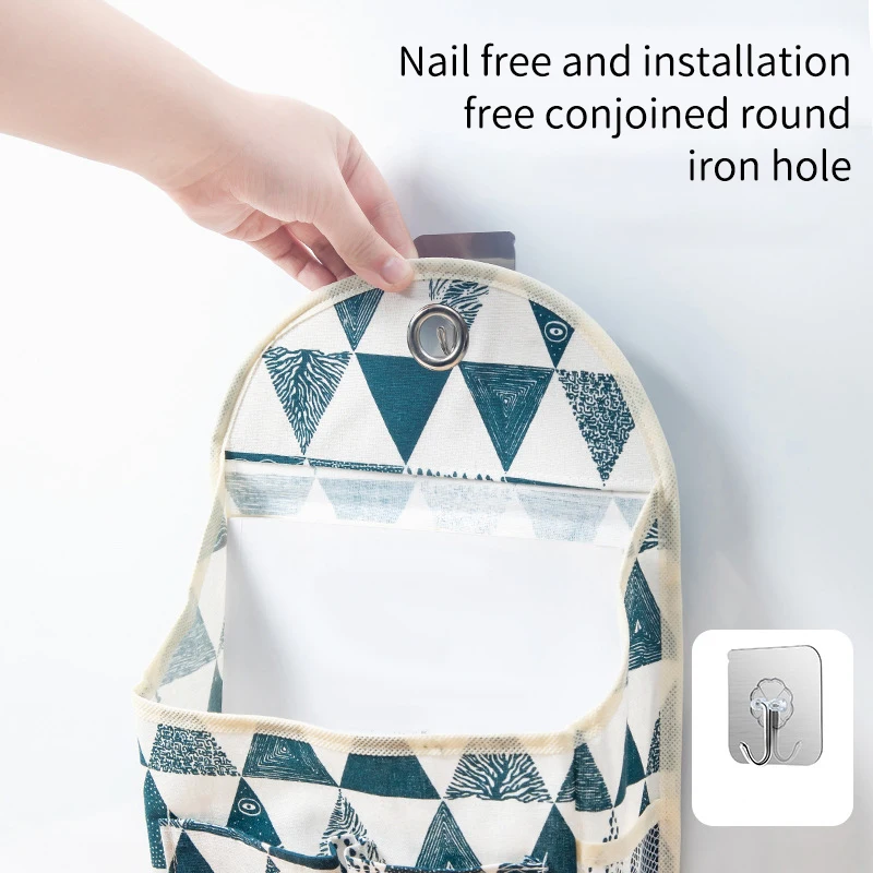 

1 hanging bag, wall-mounted storage bag, storage bag, with 3 pockets and 1 hook, suitable for cabinets, kitchens and bedrooms