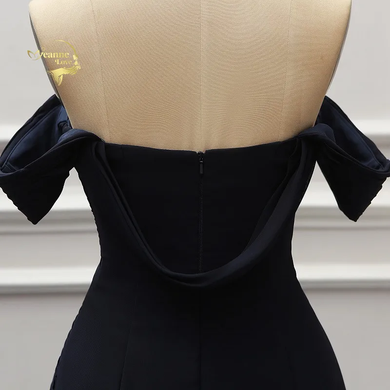 Robe De Soiree элегантные вечерние платья Длинные вечерние платья с открытыми плечами темно-синего цвета vestido de festa Longo Abendkleider Новинка