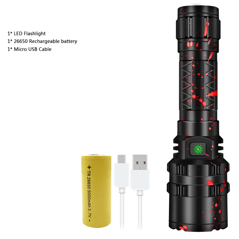 Package G Cree xhp50.2 светодиодный фонарик зарядка через usb стрейч ударопрочный мощный 18650 или 26650 перезаряжаемый фонарь Z901103 - Испускаемый цвет: Package G