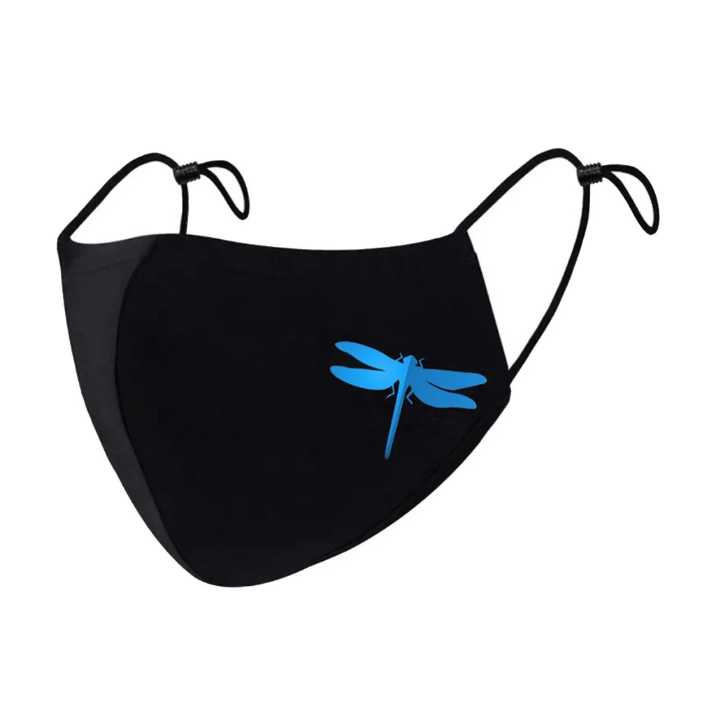 

Adults Adjustable Mouth Masks dragonfly pattern Dustproof Outdoor Reusable Face Cover Mascarillas Face Shield Masque Facial Mask