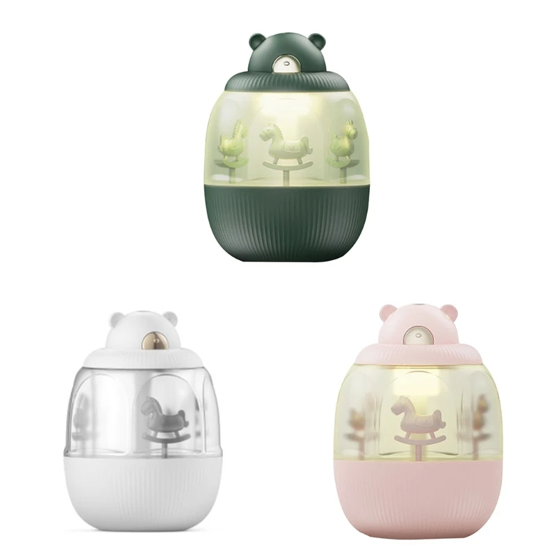 

Mini Air Humidifier Aroma Essential Oil Diffuser USB Charging Car Fogger Mist Maker with LED Lamp Carousel Music Box