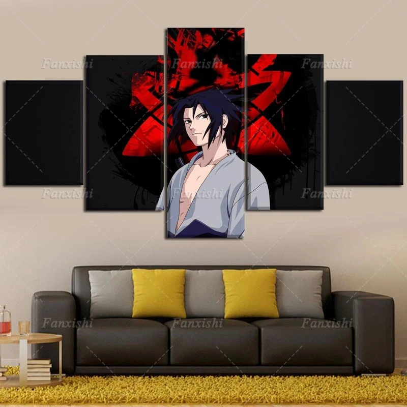 

Anime Posters Naruto Uchiha Sasuke 5 Panel Wall Art Canvas Painting Hd Print Modular Pictures Boy'S Living Room Decor Fans Gift