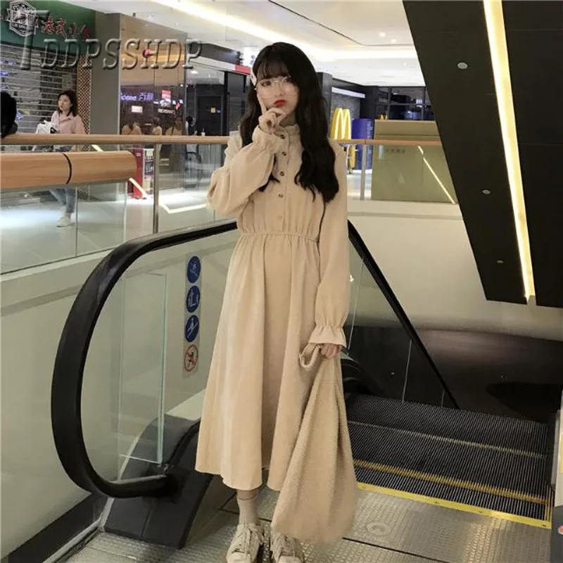 

2020 New French Retro Style Women Dress Spring Long Sleeve Female Dresses