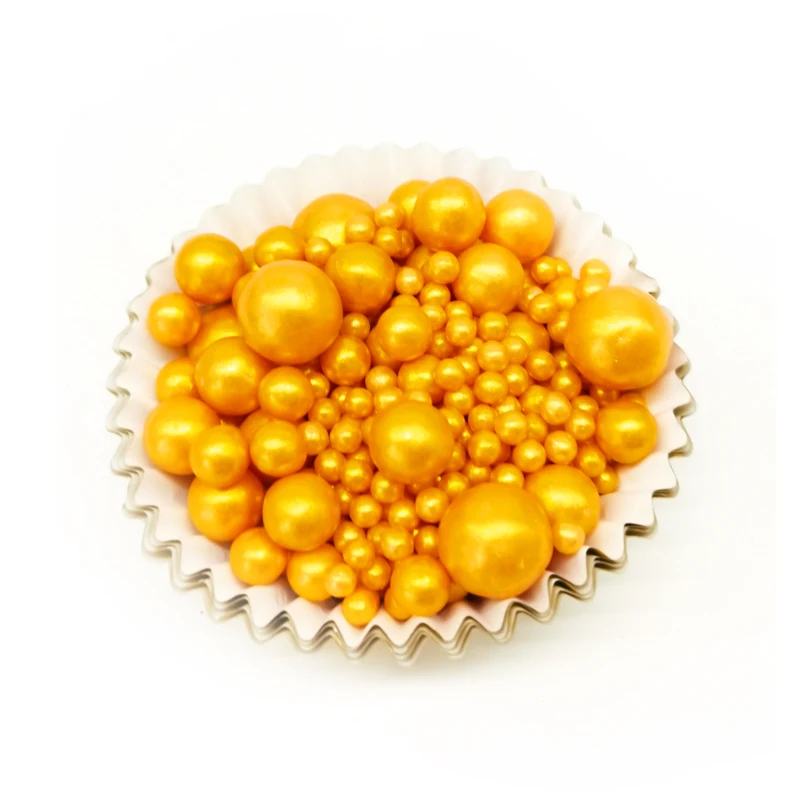 50 грамм Золотые Съедобные Шарики Жемчужный Сахар Фондант DIY Тортовая Пекарня Посыпка Свадебное Украшение Бесплатная Доставка.