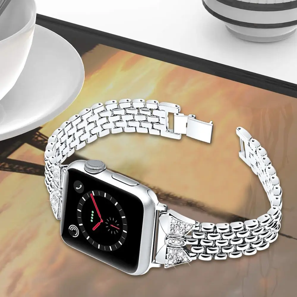 Women bow-knot Metal band for Apple Watch 38mm 42mm Jewelry Link Bracelet Strap 40mm 44mm for iwatch Series 4 3 2 1 Wristband