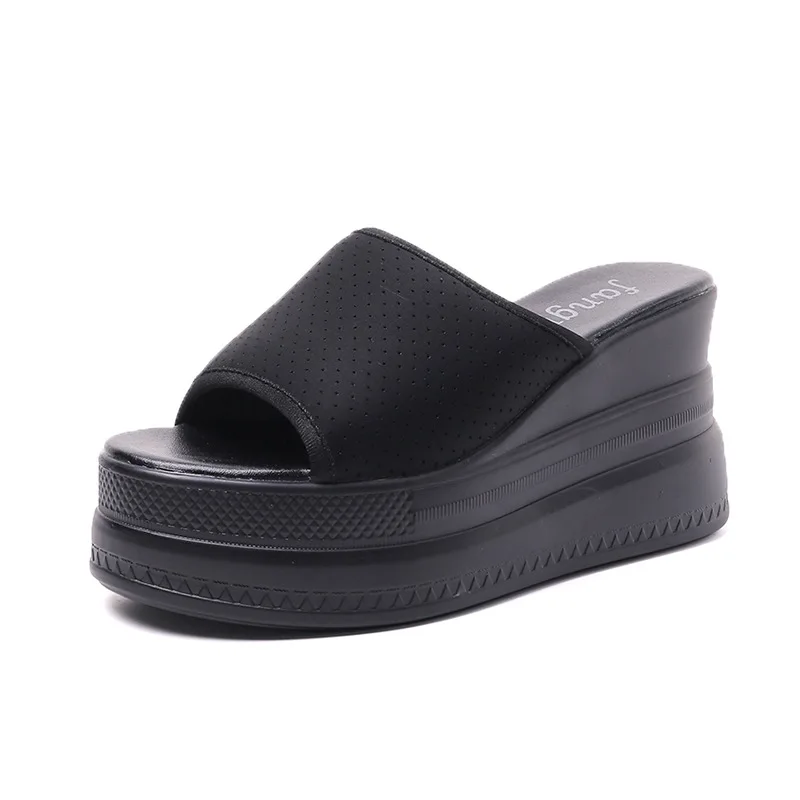 

Women's PU Leather Sandals Platform Solid color Women Classic High Heels Summer Sandals Pumps Shoes Size