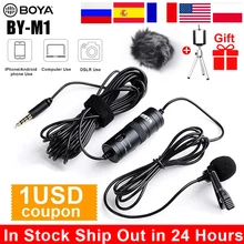 Original BOYA BY-M1 Recording microfone Lavalier Lapel Microphone Video Mic For Youtube Video Record Mic For Pc iPhone 12Pro Max