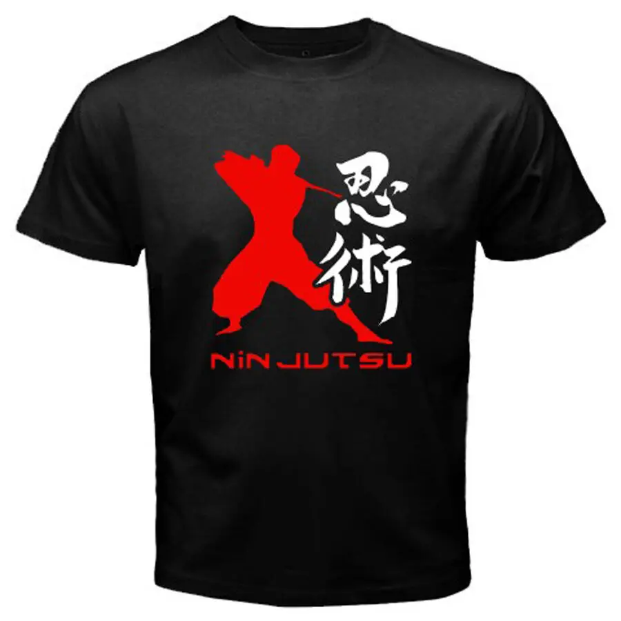Новинка NINJUTSU Martial Art Symbol Nineja Shinobi Мужская черная футболка Размеры S до 3XLMale хип хоп