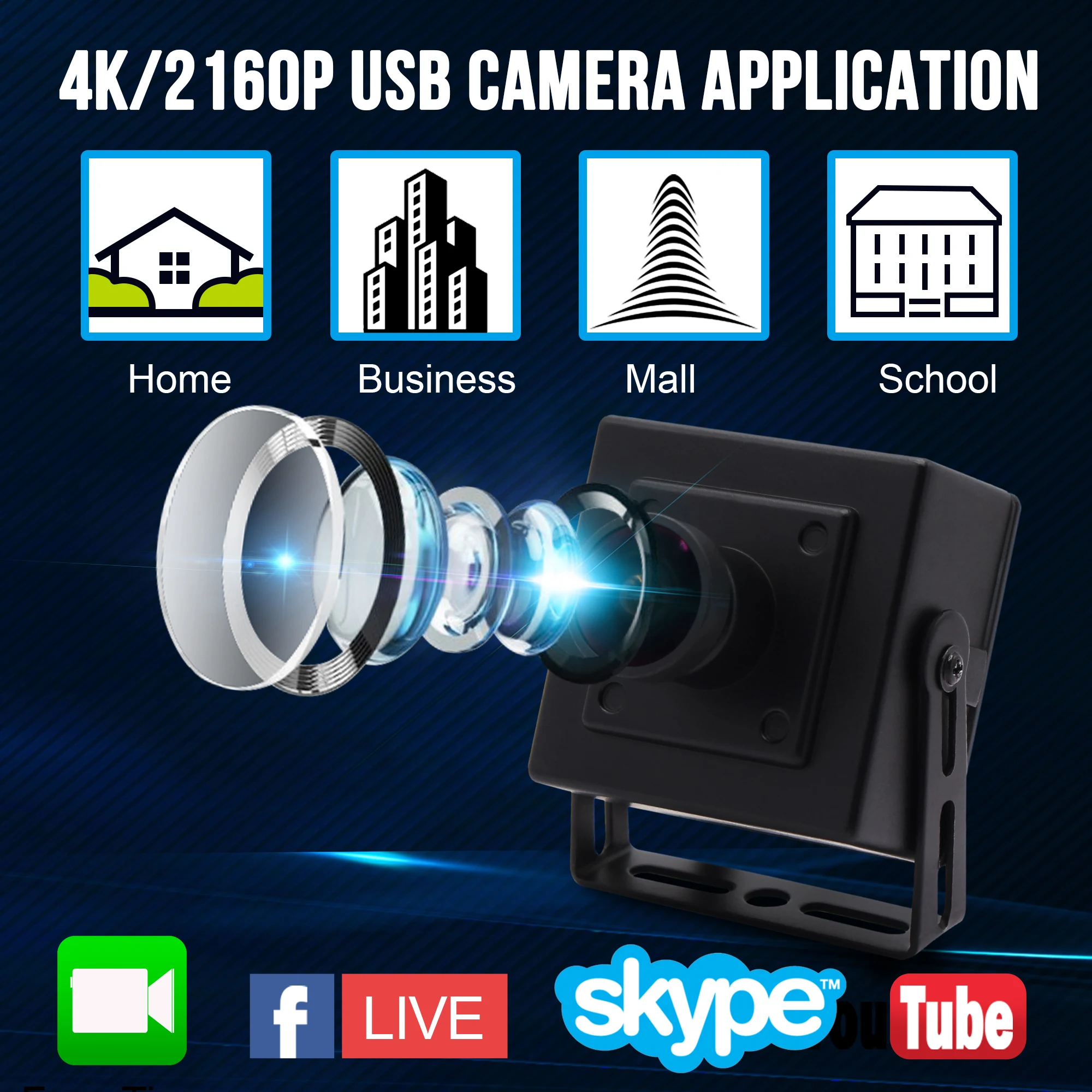 170 градусов рыбий глаз 4K USB веб-камера MJPEG 30fps 3840x2160 Мини CMOS с микрофоном для