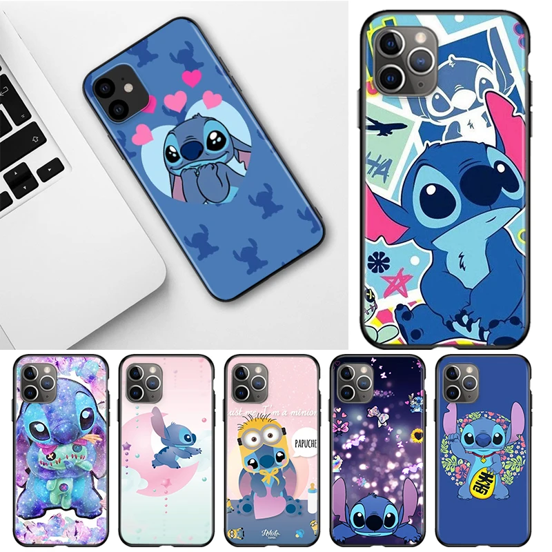 

Black Soft Cover Cartoon Cute Stitch For Apple iPhone 13 12 11 SE XS XR X 7 8 6 5 S mini Plus Pro MAX 2020 Phone Case