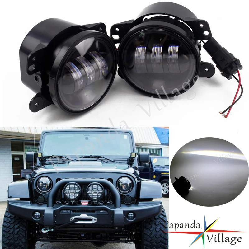 

2 шт. 4 дюйма 30 Вт круглые светодиодные противотуманные фары светодиодный проектор ангельские глазки DRL фара для Jeep Wrangler JK TJ Off Road 2 двери 4 двер...