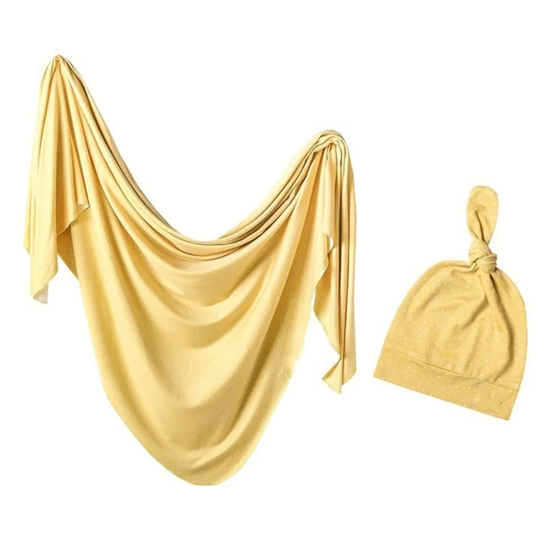 

2 Pcs Baby Blanket + Hat Set Swaddle Wrap Newborn Infant Muslin Floral Cotton Towel Sleeping Bag