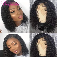 brazilian kinky curly short bob human hair wigs for black women 8 16 inches cheap curly wig 4x1 middle brown lace closure wigs