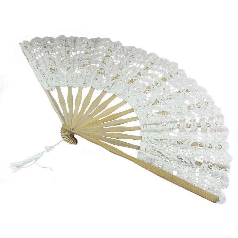 

Exquisite Bamboo Bone Folding Tassel Decoration Hand Fan Wedding Photography Dancing Props Party Lace Design Accessories