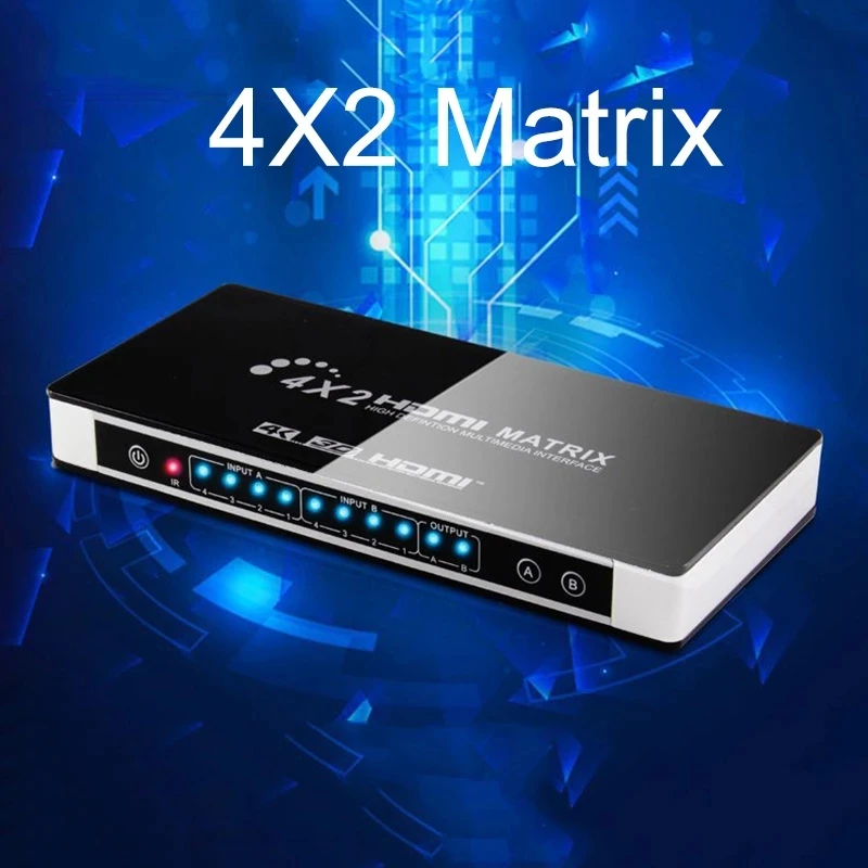 

4K 30Hz HDMI Matrix 4x2 Switch Splitter 4 In 2 Out Video Converter for PS3 PS4 Laptop PC To TV Monitor Multi Channel To Dual Out
