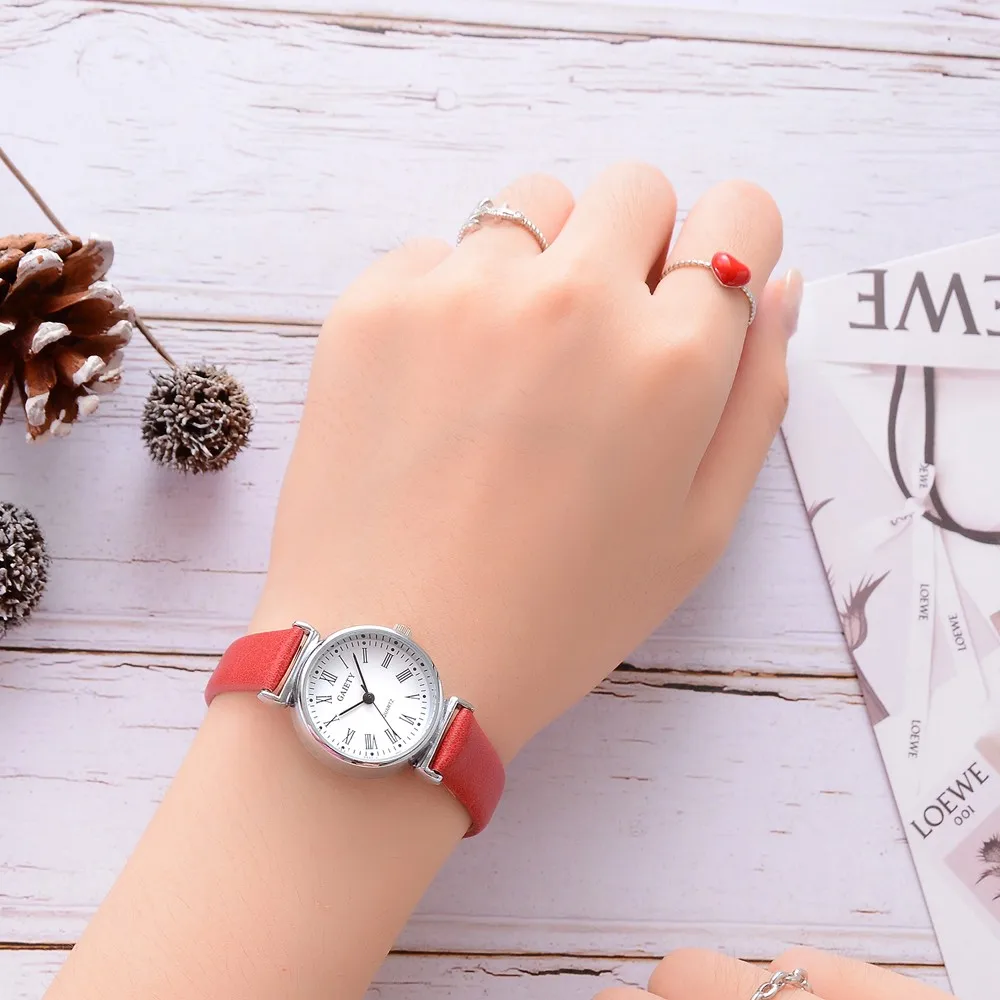 Женские часы модные кожаные аналоговые кварцевые круглые наручные