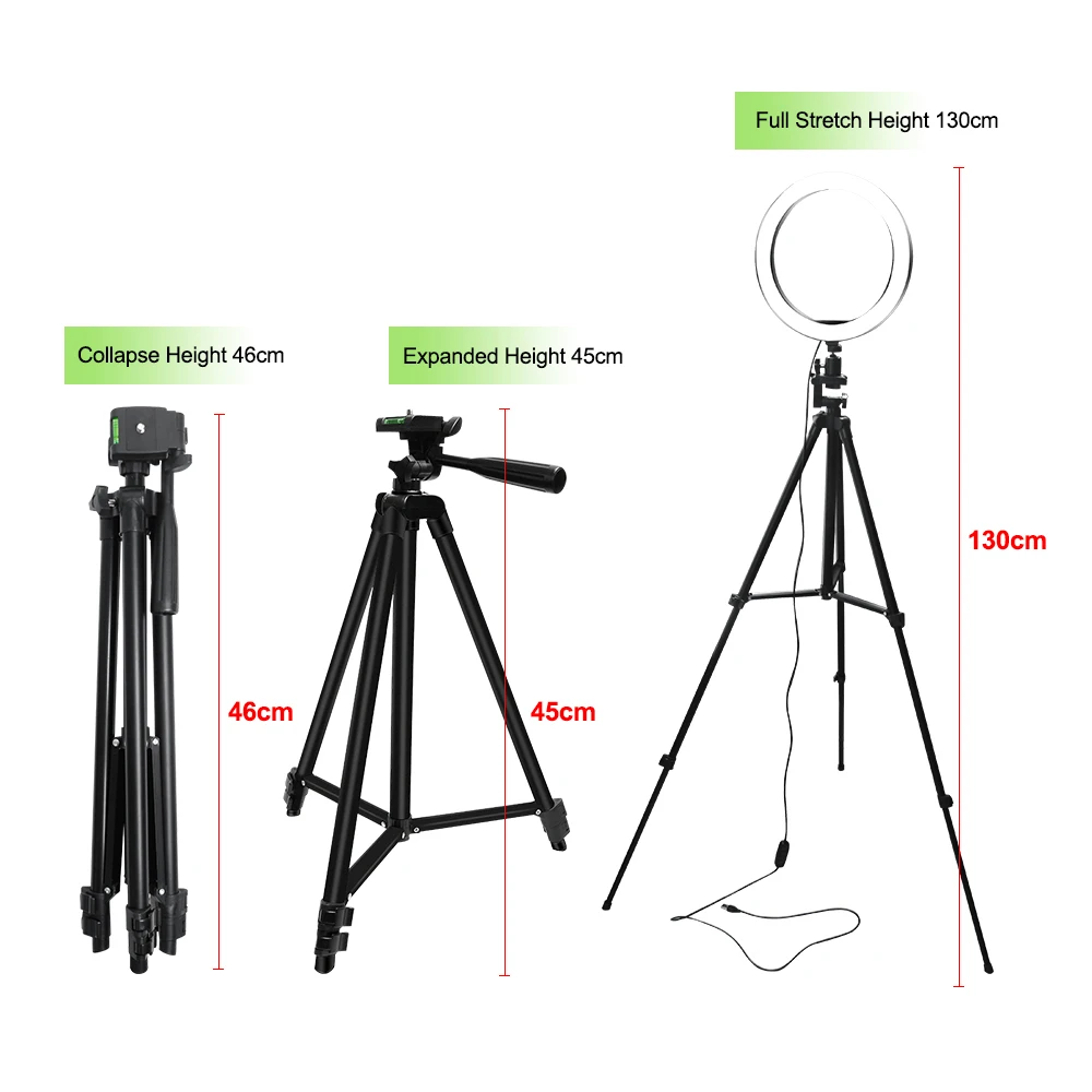 Кольцевой светодиодный светильник 10 дюймов со штативом 130 см 26 стойкой Bluetooth |