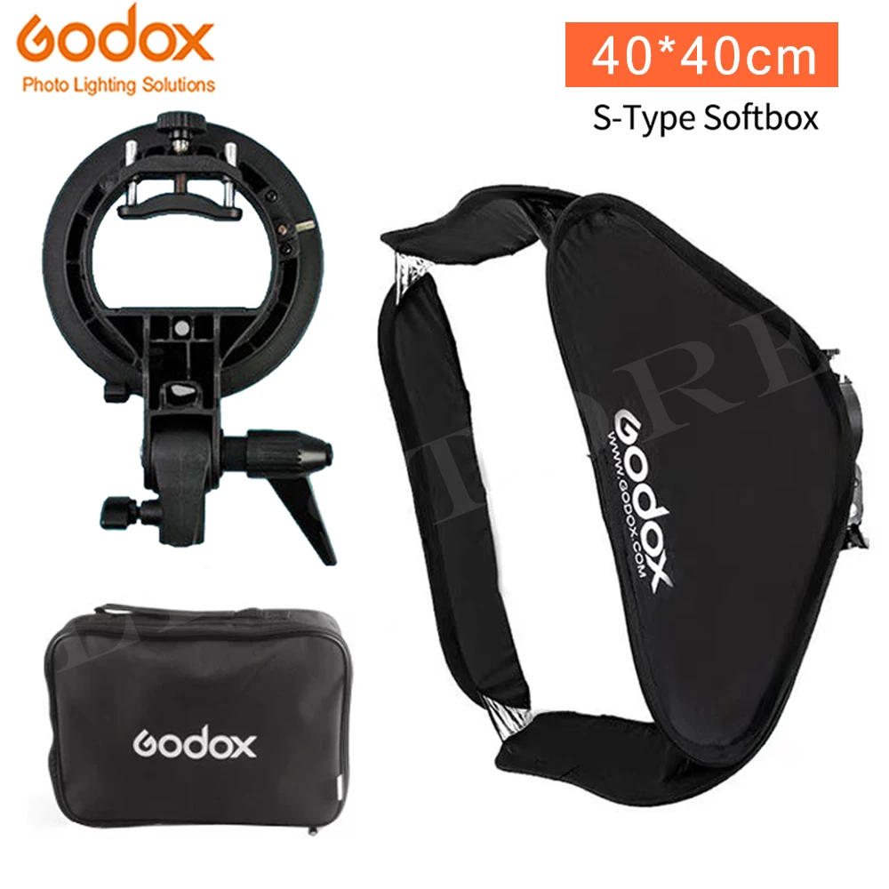 Софтбокс Godox 40x40 см + s-образный кронштейн держатель Bowens сумка комплект для вспышки
