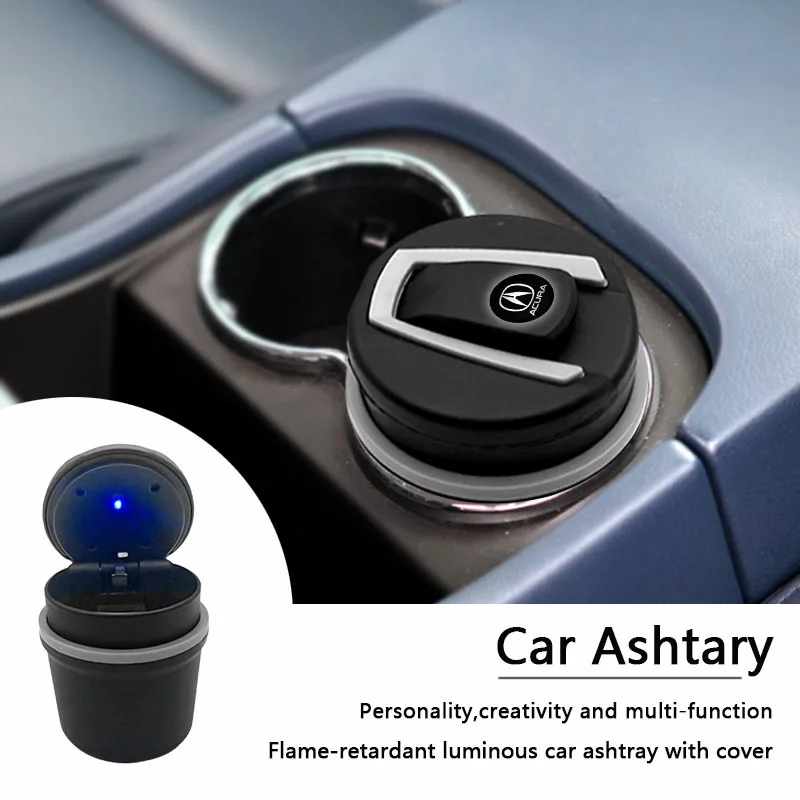 

1Pcs New Car LED Ashtray Garbage Coin Storage Cup Container Cigar Ash Tray For Acura Integra TL TLX ILX RL NSX ZDX MDX RDX TSX