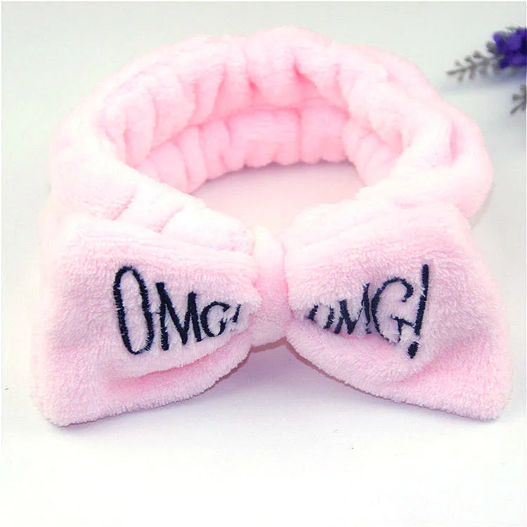 Мягкие флисовые повязки женские с бантом надписью OMG|Заколки для плетения кос| |
