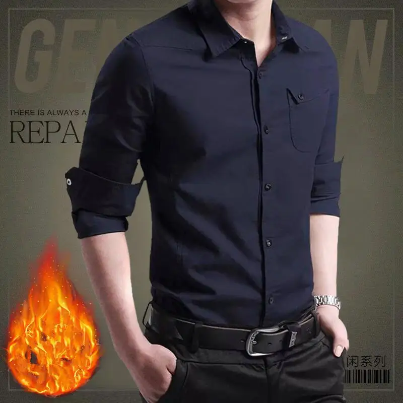 Мужская Новая теплая рубашка осень и зима горячая Распродажа длинный рукав